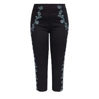 Damen Vintage High Waist Capri Hose mit floralen Stickereien Jeanshosen schwarz Damen 