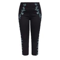 QUEEN KEROSIN Damen Vintage High Waist Capri Hose mit floralen Stickereien Jeanshosen schwarz Damen 