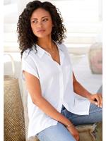 Lascana Overhemdblouse van mix van linnen met knoopsluiting, blouse met korte mouwen, linnen blouse