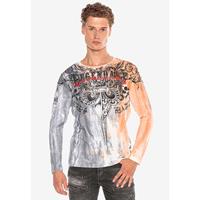 CIPO & BAXX Langarmshirt Langarmshirts weiß/grau Herren 