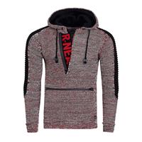 Rusty Neal Contrasterende grof gebreide hoodie met 1/2 rits