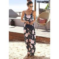 s.Oliver RED LABEL Beachwear Maxi-jurk met laag uitgesneden rug, zomerjurk met all-over print, strandjurk