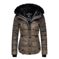 MARIKOO Steppjacke Lotusblüte Winterjacken grau Damen 