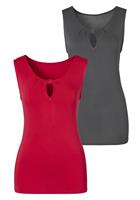Lascana Shirttop Met kleine cut-out bij de hals (Set van 2)