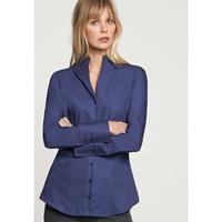 Seidensticker Kelchkragenbluse Langarm Uni Langarmblusen blau Damen 