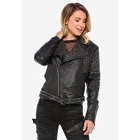 CIPO & BAXX Lederjacke Lederjacken schwarz Damen 