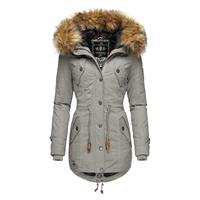 Marikoo dames winterjas met afneembare imitatiebontkraag & taillekoord