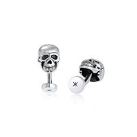 Kuzzoi Manschettenknopf Totenkopf Symbol Oxidiert Massiv Cool 925 Silber Manschettenknöpfe silber Herren