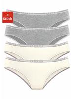 LASCANA Slips (4 Stück) Slips grau/beige Damen 