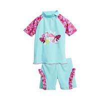 Playshoes tweedelige zwemsuit Flamingo Fuchsia Aqua