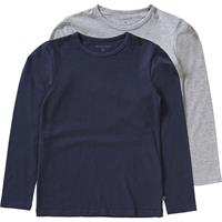 Minymo - Kid's Basic 34 -T-shirt L/S (2-pack) - Longsleeve, blauw