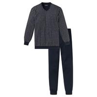 Schiesser pyjama heren katoen - Dark Sapphire - Nos - 100% Katoenen tricot heren pyjama blauw