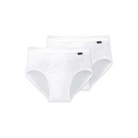 Schiesser Sport slip met voorsluiting 2-pack wit - Cotton Doppelripp