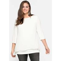 Sheego Blusenshirt Langarmblusen offwhite Damen 