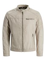 Jack & Jones Jacke "Rocky", Kunstleder, Biker-Optik, unifarben, für Herren, beige