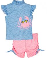 Playshoes tweedelige zwemsuit Krab Blauw Roze