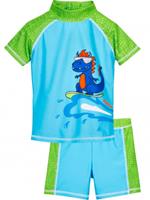 Playshoes tweedelige zwemsuit Dino Blauw Groen