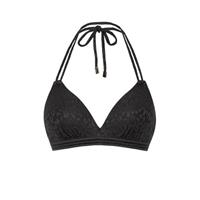 Beachlife voorgevormde halter bikinitop met panterprint zwart/grijs