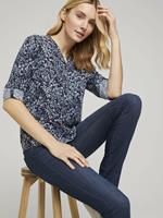 TOM TAILOR Shirtbluse Gemusterte Bluse mit V-Ausschnitt