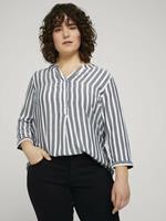 Tom Tailor Gestreepte Henley Blouse, offwhite navy vertical stripe