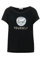 Street One T-Shirt mit Frontprint für Damen, schwarz