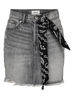 Only Jeansrock "Fine Life", 5-Pocket-Look, Bandanagürtel, für Damen, hellgrau