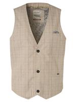 No Excess Gilet check with linen khaki