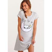 Peanuts Nachthemd met snoopy-print en rimpelrandjes