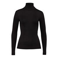 Dames ski ondergoed HANRO Wol & Zijde turtle neck shirt Zwart 071423