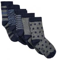 Minymo Socken 5er-Pack Muster Hell Grau