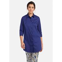 Kurzarmbluse Longbluse mit 3/4-Arm Langarmblusen blau Damen 