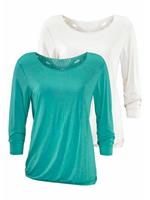 Beachtime BEACH TIME 3/4-Arm-Shirt Langarmshirts grün/beige Damen 