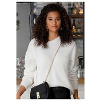 Lascana Trui met ronde hals met pluche-effect, losse damestrui, basic