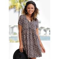 Lascana Blousejurk met hartjes-print, soepelvallende t-shirtjurk, zomerjurk, strandjurk