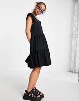 Only Jerseyjurk ONLMAY CAP SLEEVES FRILL DRESS