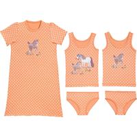 Mädchen-Wäsche-Set 5-tlg. Single-Jersey apricot/weiß Mädchen 