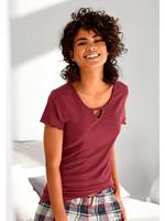 s.Oliver RED LABEL Beachwear T-shirt van geribde stof met rimpelrandjes