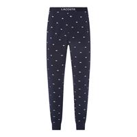 Lacoste Herren Pyjama-Hosen aus Stretch-Baumwolle mit Krokodil-Muster - Navy Blau / Weiß 