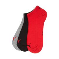 Puma Sneaker Invisible Socks (3 Pairs)  Black/Red/Grey - UK Size 9-11