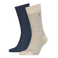 Tommy Hilfiger Men Small Stripe Sock Beige Melange 2-Pack-39/42