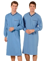KINGsCLUB Heren Nachthemden met lange mouwen blauw