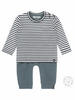 Dirkje Baby Set Langarmshirt + Sweathose , Organic Cotton grün/weiß 