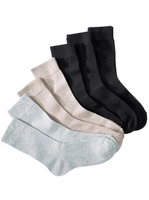 Wäschepur Dames Sokken 3x zwart, 2x beige, 2x lichtgrijs Größe