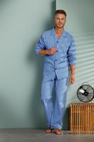 Robson Heren pyjama met gulp - knoopsluiting Martin - Klassieke senioren katoenen pyjama