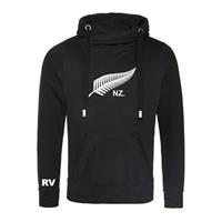 Sportus.nl Rugby Vintage - Nieuw Zeeland Cross Neck Hoodie - Zwart