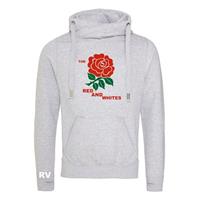 Sportus.nl Rugby Vintage - Engeland Red & White Cross Neck Hoodie - Grijs