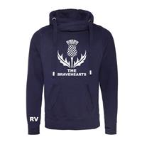 Sportus.nl Rugby Vintage - Schotland The Bravehearts Cross Neck Hoodie - Navy