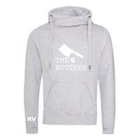 Sportus.nl Rugby Vintage - THE BUTCHER Cross Neck Hoodie - Grijs