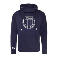 Sportus.nl Rugby Vintage - Italië Cross Neck Hoodie - Navy