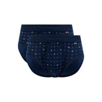 Schiesser Sportslip met gulp set van 2 met marine blauw geruit - Essentials 